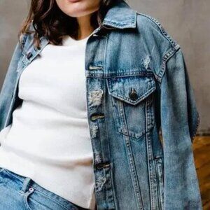 Able The Merly Denim Jacket distressed - size XL - worn only once